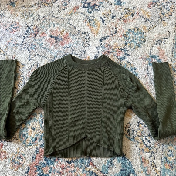 Garage Olive Ribbed Crew Neck Sweater - Picture 1 of 3